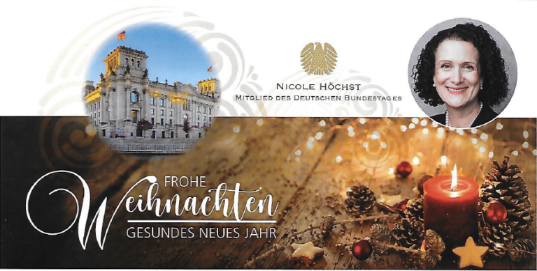 Weihnachtskarte von Nicole Höchst, MdB
