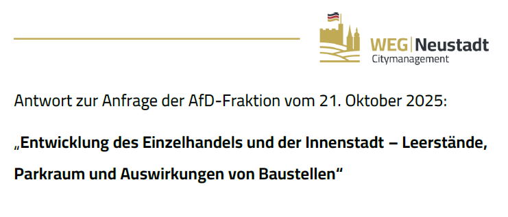 Antwort auf die Anfrage: Einzelhandel und Innenstadtentwicklung