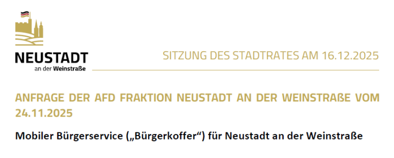 Antwort der Stadt zum Bürgerkoffer: AfD-Anfrage bestätigt Handlungsbedarf