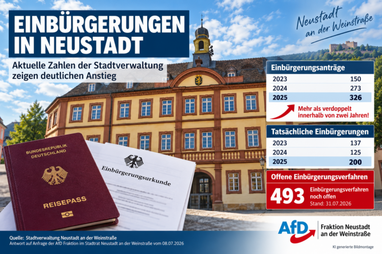 EINBÜRGERUNGSZAHLEN IN NEUSTADT STARK GESTIEGEN